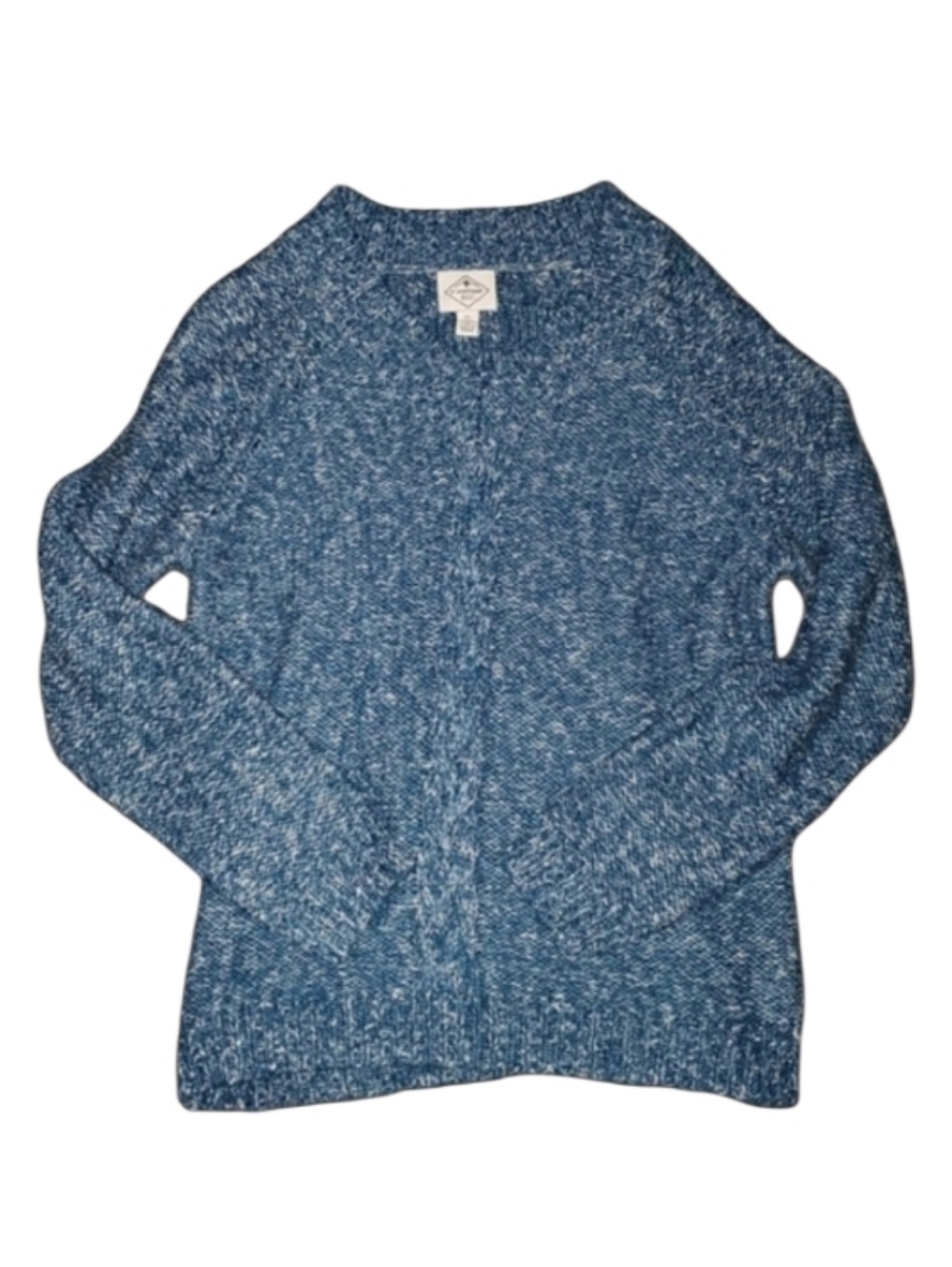 St. John's Bay Petite LG Shades Of Blue/Teal Tweed Pullover Sweater